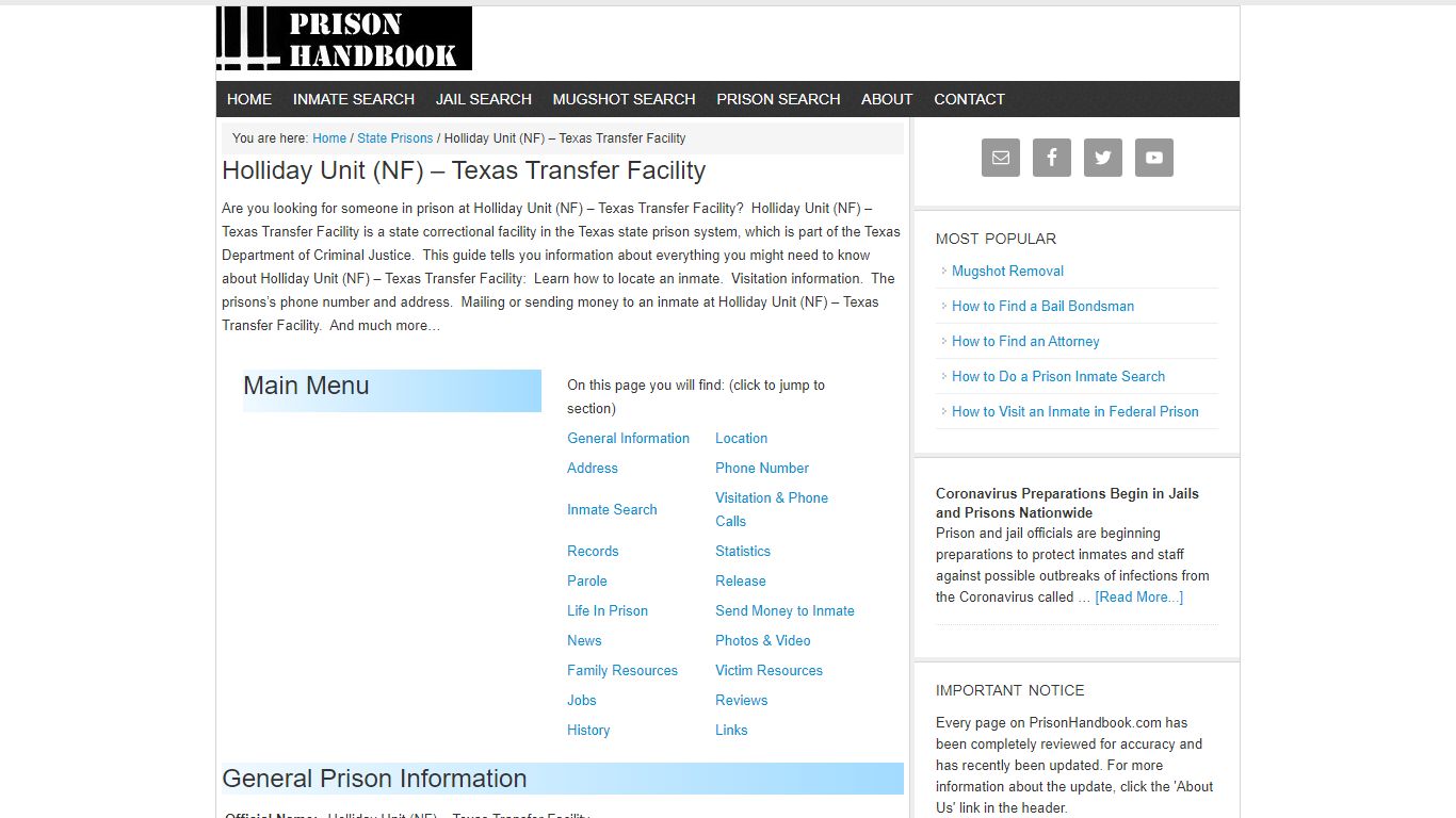 Holliday Unit (NF) – Texas Transfer Facility
